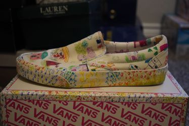 VANS Men’s Slip-On Canvas Casual Shoes Multicolor Logo Accent US Size 9