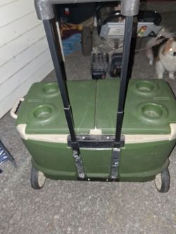 Vintage Large Green Rolling Cooler with Wheels