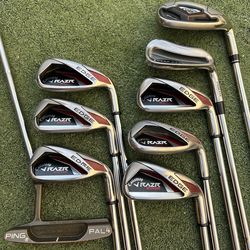 Callaway golf club with Srixon driver with ping (pal4)putter and Taylormade golf bag