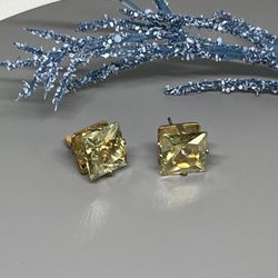 Swarovski Crystals Princess Cut Stud Earrings 