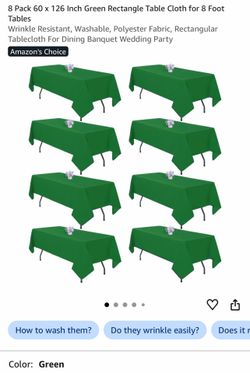 8 table cloths new (green color)  $$40