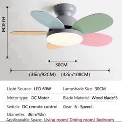 LED LIGHT CEILING FAN REMOTE CONTROL MODERN FLUSH-MOUNT FAN