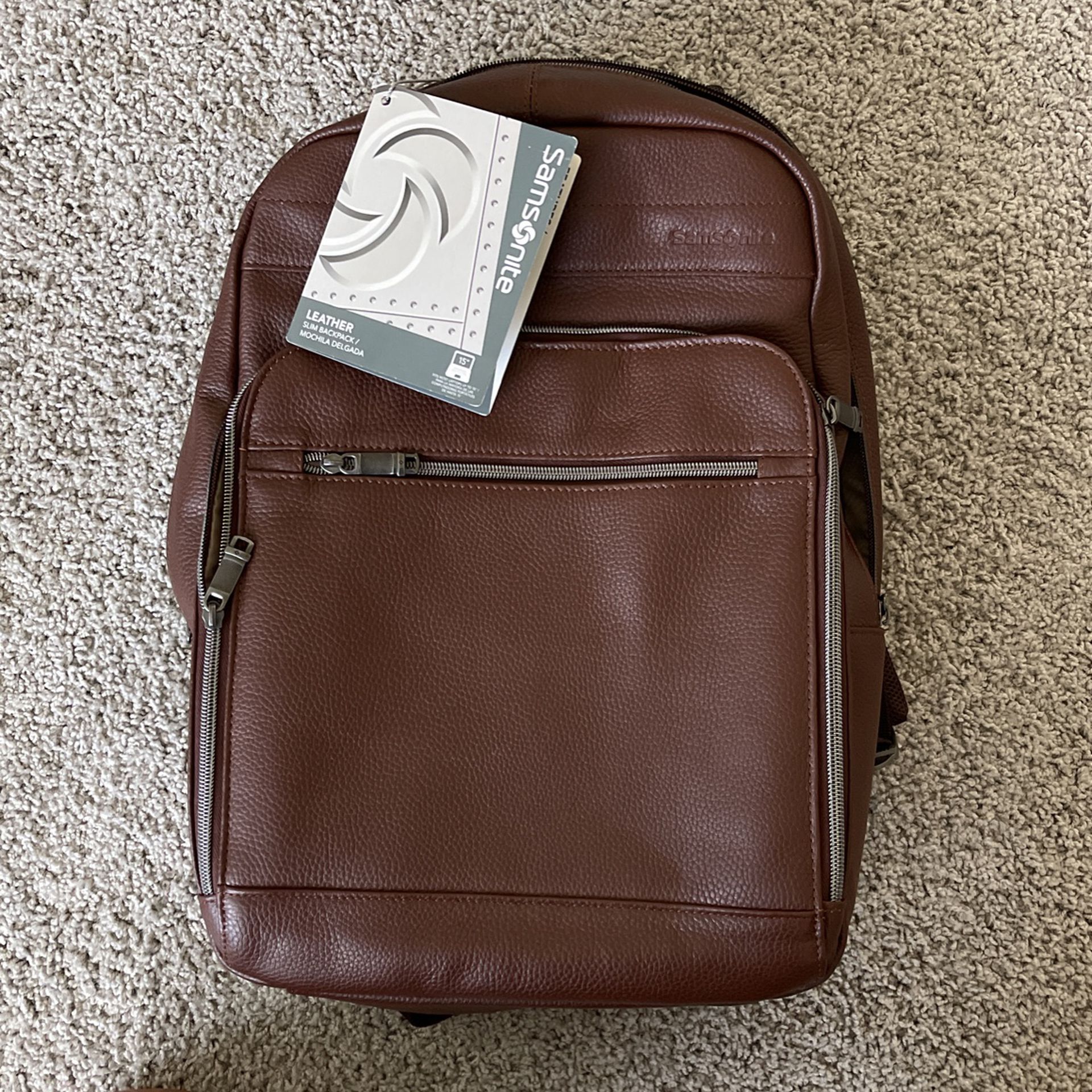 NEW! Samsonite Genuine Leather Backpack