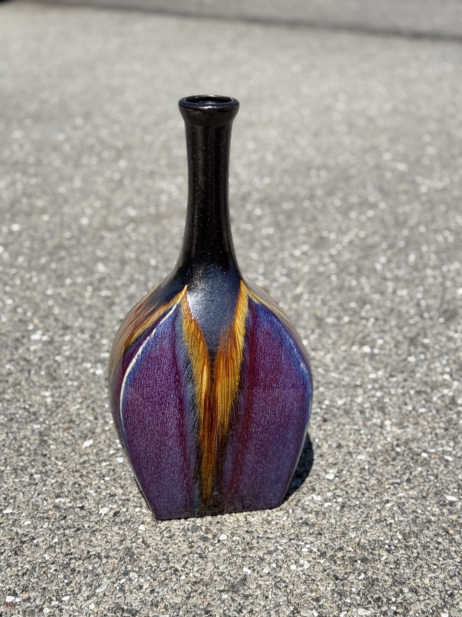 $55 β Mid-Century Style Ceramic Vase with Iridescent Glaze