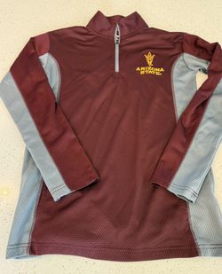 Arizona State Pullover Jacket Mens Small 1/4 Zip Maroon Knights Apparel Pockets ASU AZ University School Stretch Spandex Unisex Mens Women’s  