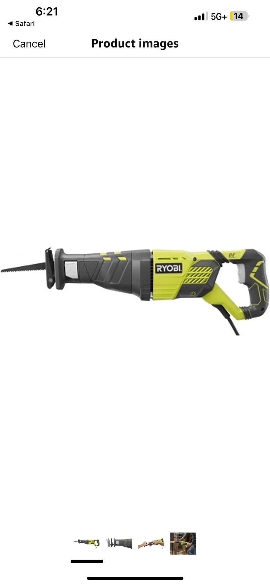 RYOBI RJ186V 12 Amp Reciprocating Saw & Saw Blades 9 Pieces