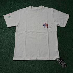 white chrome heart t shirt multi color crosses size medium