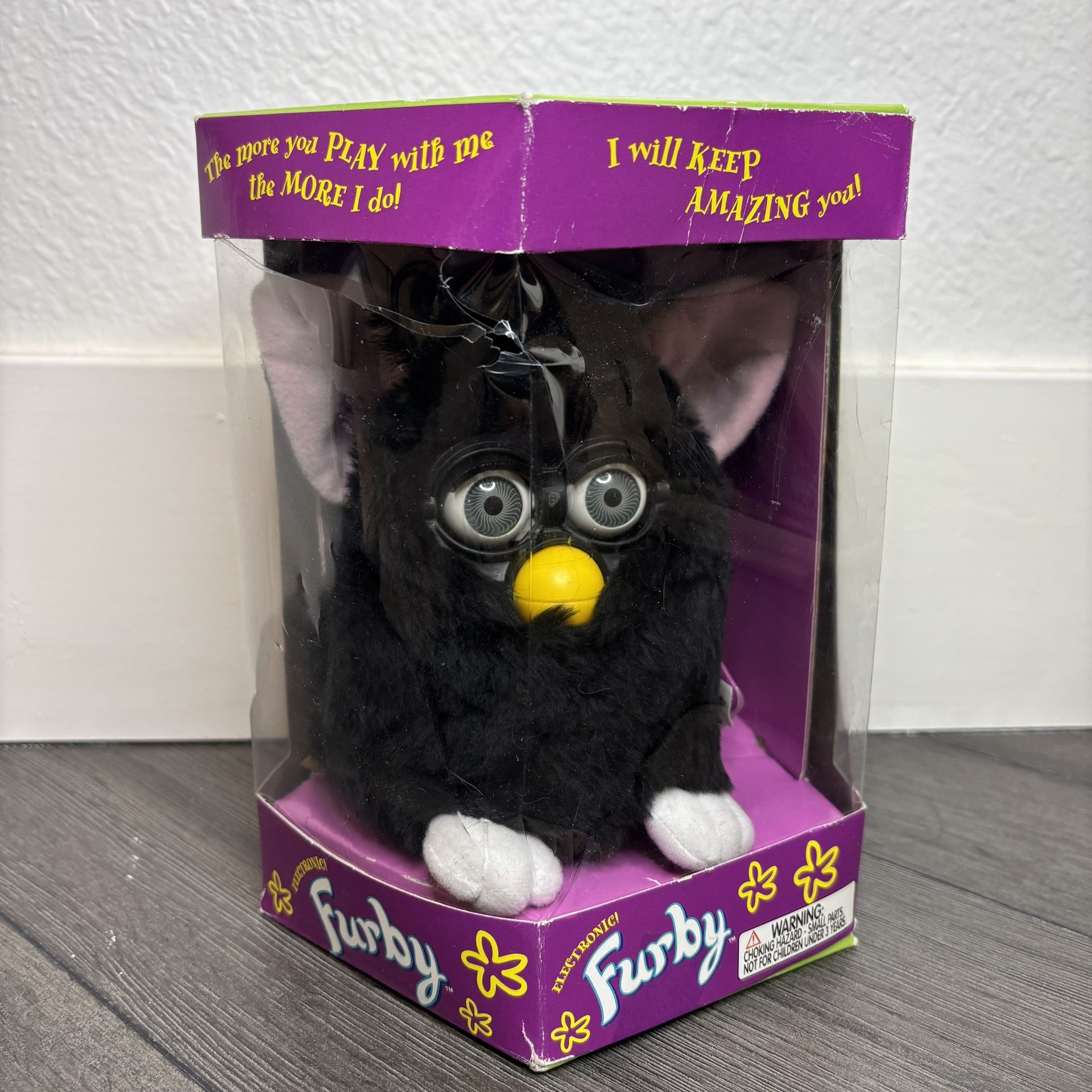 Furby Tiger 70-800 Black Blue Eyes Vintage 1998 Original Box Not Working