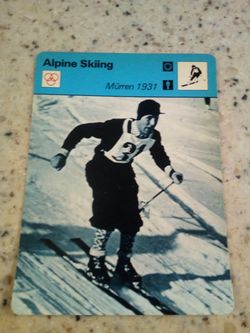 Vintage 1978 sportscaster Alpine skiing/ murren 1931/ Walter prager's goggles/ Olympic collector card # 37-24