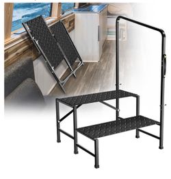 RV Step with Handrail, 2 Steps with Handle folding portable brand new