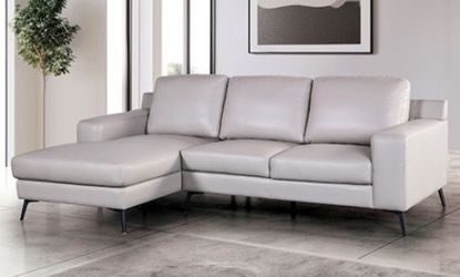 Brand New Grey Leather Modern Style Sectional Sofa