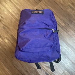 Jansport Backpack Unisex Purple Two Pocket Book Bag