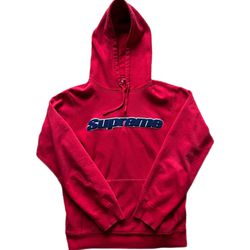 Embroidered Supreme Hoodie - Red/Blue