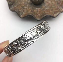 925 sterling silver Lotus flower cuff 60mm