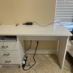 White Desk With 3 Drawers 