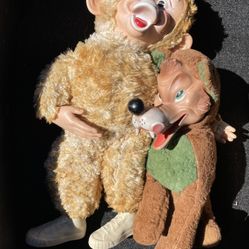 My Toy Rushton Vintage Antique Stuffed PVC Face Wolf Monkey