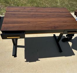 Brown Adjustable Height Desk