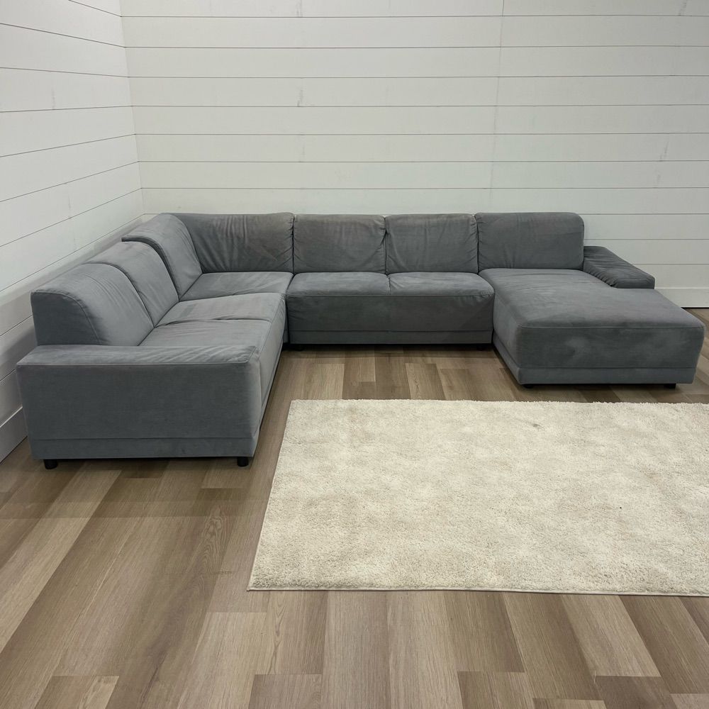 Sectional sofa 4 piece gray with pullout ottoman and storage