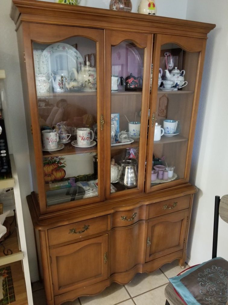 Vintage Walter Wabash China Cabinet, Dining Table, and Chairs