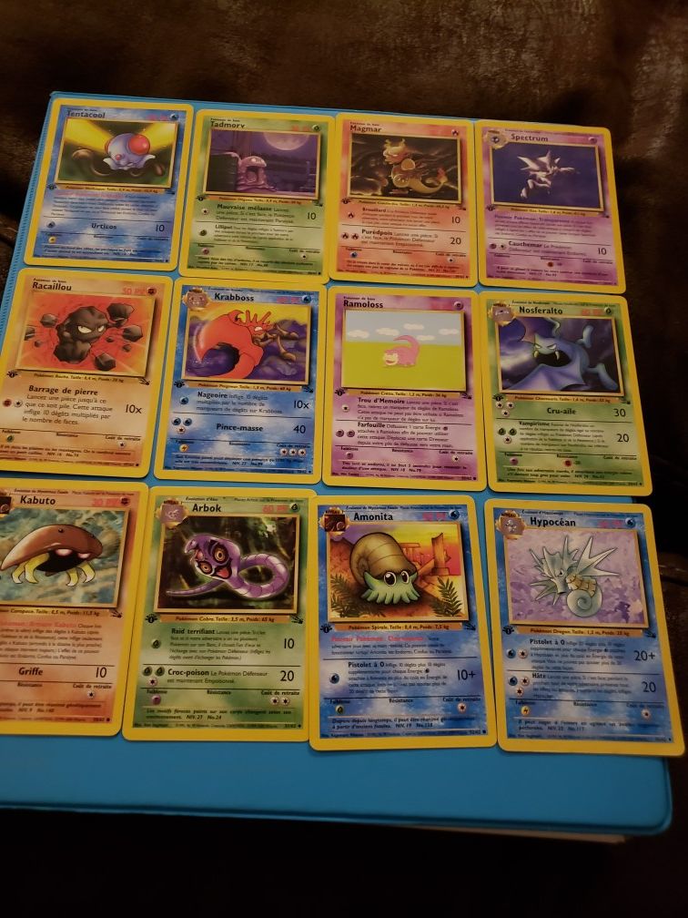 Pokemon 1st edition French fossil cards