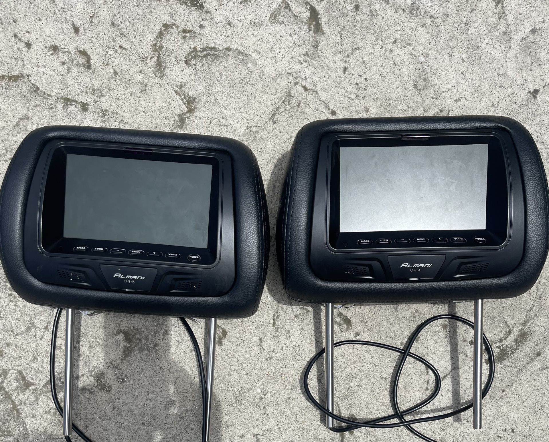 Car Headrest DVD Player7" Monitor Rear Seat TV Monitor Headsets Almani Untested