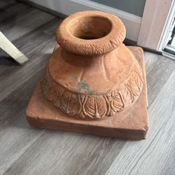 Vintage Italian Terracotta Plant Vase Urn Base Garden Sculpture 