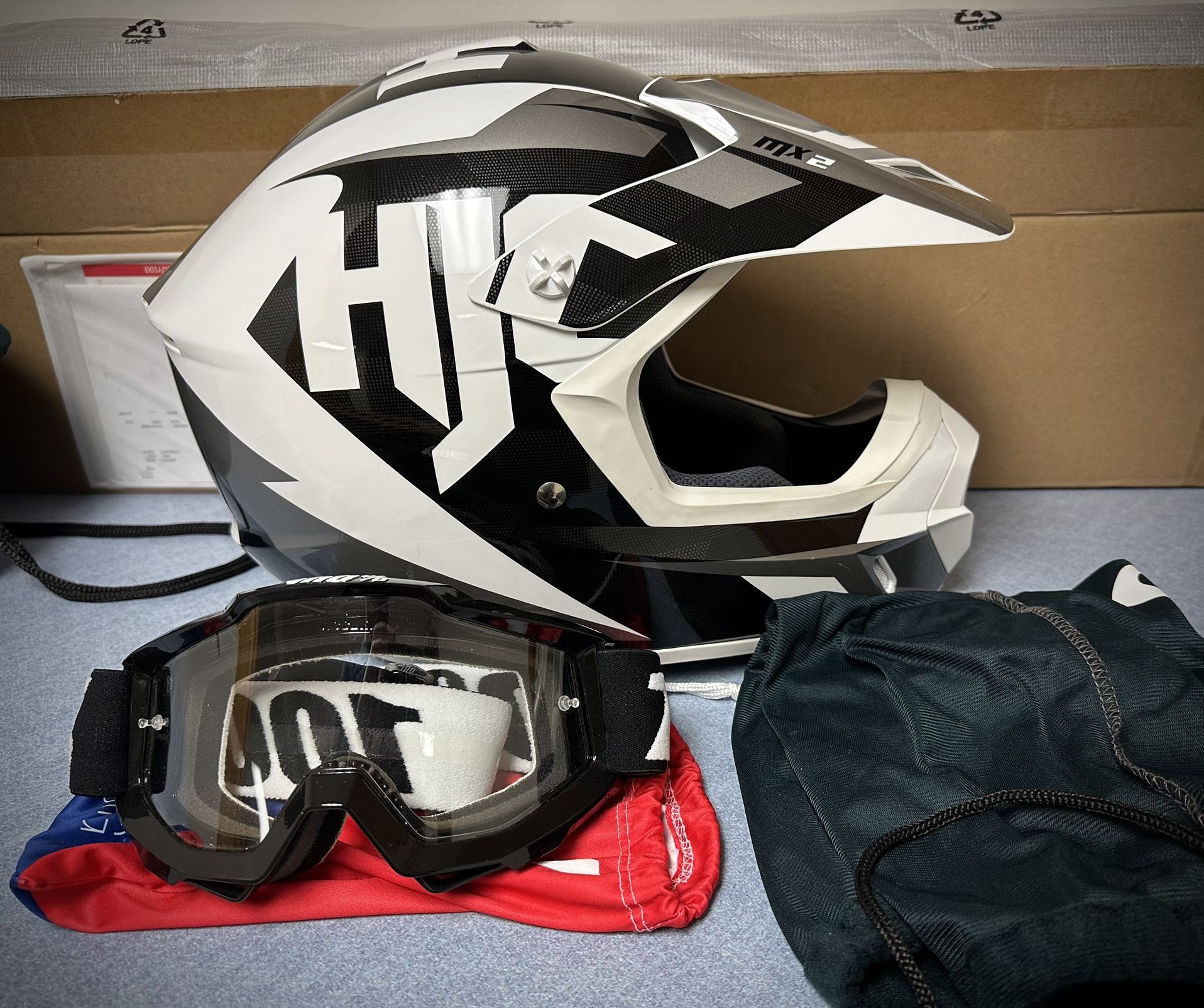 CS-MX II Trax Men's Off-Road Motorcycle Helmet - MC-1SF / Large + Protective Goggles