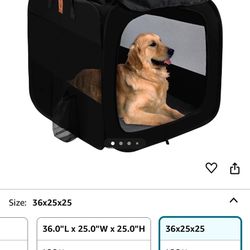 OUHOU Soft Collapsible Dog Crate, 36 Inch Portable Travel Dog Crate for Large Dogs Indoor & Outdoor, Pop Up dog Crate with Upgrade Fleece Pad (Black)