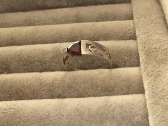 925 open garnet ring