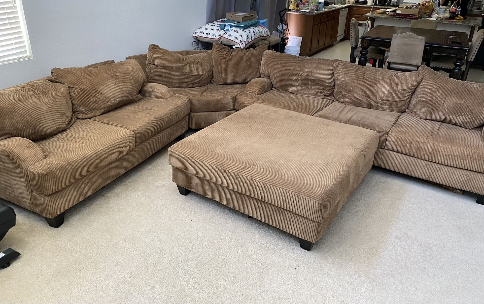Huge Family Couch With 3 Sectionals And Feet Rest