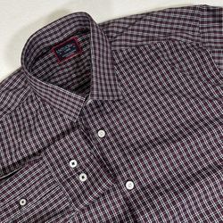 UNTUCKit Men Large Maroon Plaid Vignetti Performance Long Sleeve Button Up Shirt