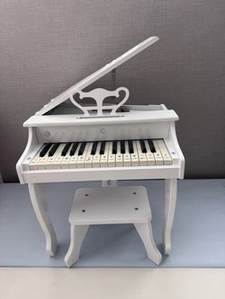Hape Kids White Grand Piano with Bench – Works Great
