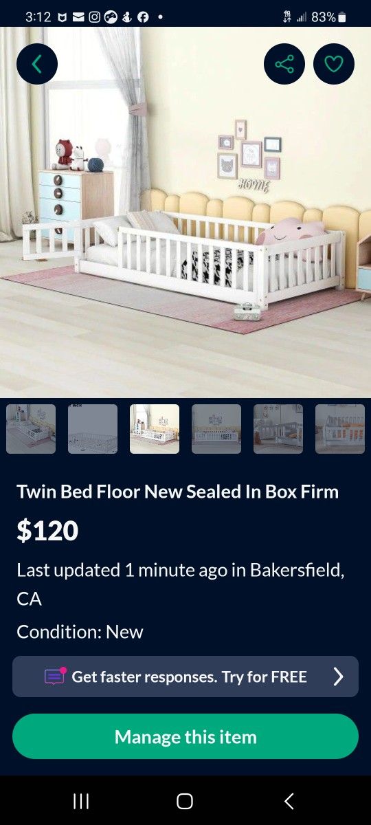 Twin Floor Bed New Sealed In Box