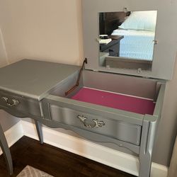 Painted Antique Desk/Mirrored Vanity in Very Good Condition 40”w x 17”d x 31.5”h Smoke free household