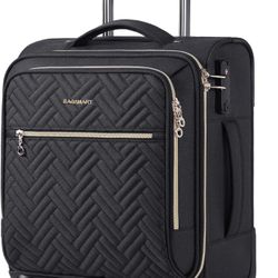 BAGSMART Underseat Carry On luggage Airline approved, 16-inch Softside Underseater Travel Suitcase with Spinner Wheels Lightweight Overnight Bag Small