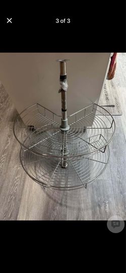 2-Tier Chrome Wire Corner Cabinet Lazy Susan