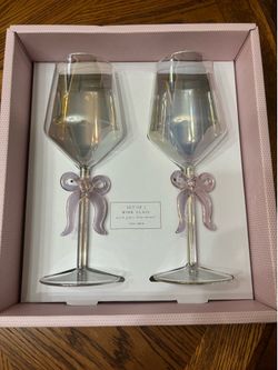 Pink Bow Iridescent Wine Glasses by Cupcakes and Cashmere