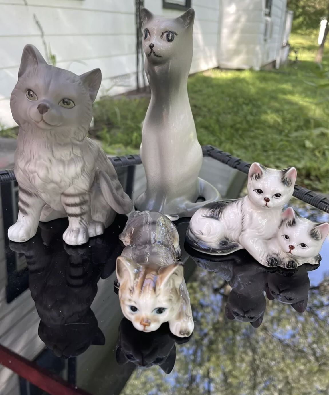Vintage Miniature lot of 4 Kittens/Cats. Porcelain/Bone.
