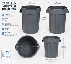 32 Gallon Heavy Duty Industrial Trash Can – Gray – $26