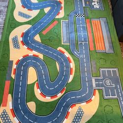 Race Track Playmat Rug, 1.3" Toddler Safety Elasti-Foam Playmat 59"×79" Fun and Education Large Floor Mat for Crawling Activity Race Car Track Play Ma