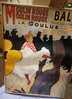 Vintage Moulin Rouge La Goulue Henri de Toulouse-Lautrec Art Print in Frame