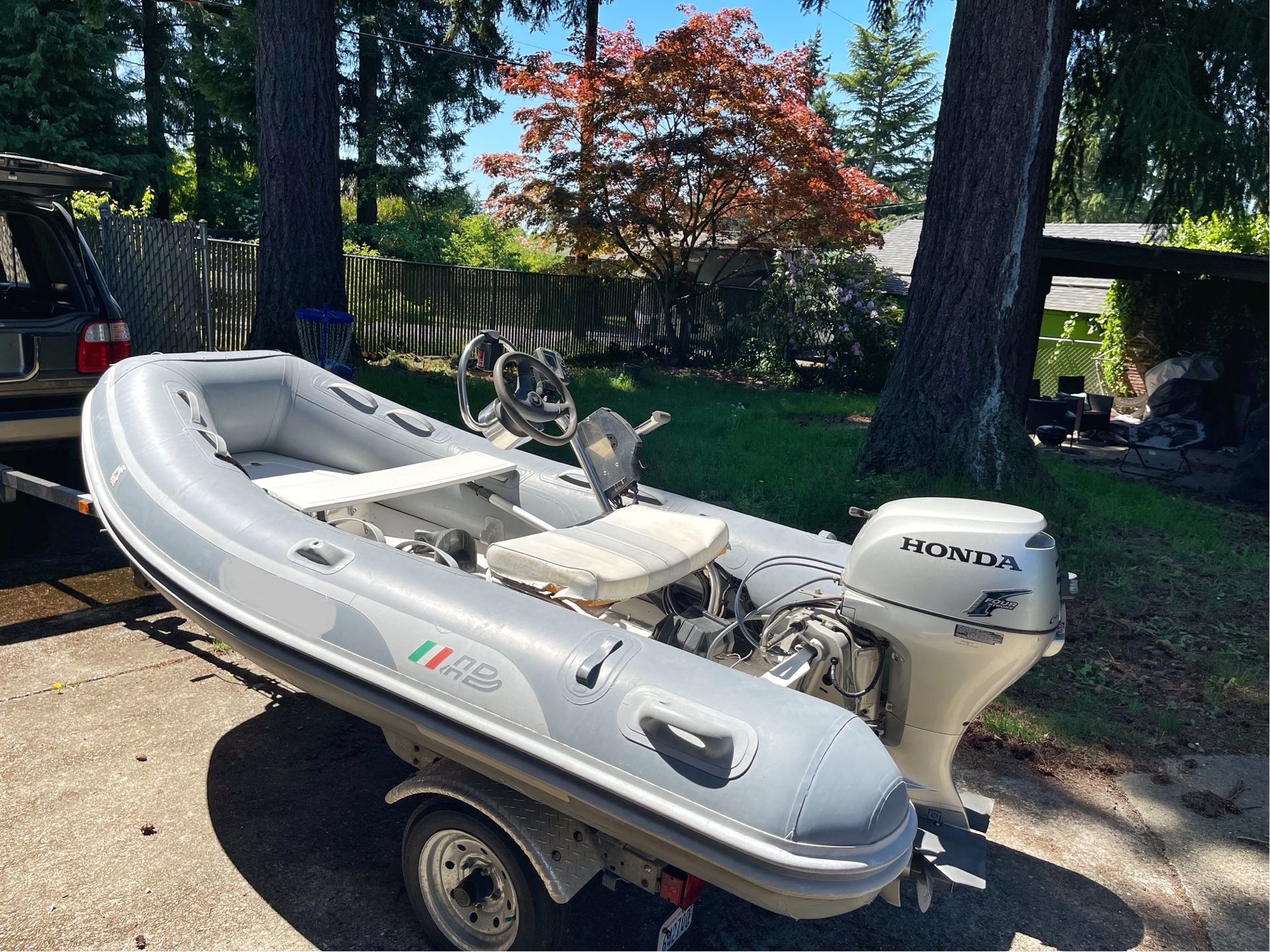 11 Foot AB inflatable Boat With 20hp Honda And trailer