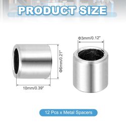 PATIKIL 8 Pcs Stainless Steel Spacers, 3mm ID x 6mm OD x 10mm Height 304 Stainless Steel Bushing Screw Standoff Unthreaded Round Spacer for 1/8" M3 S