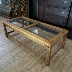 Glass Top Oak Coffee Table