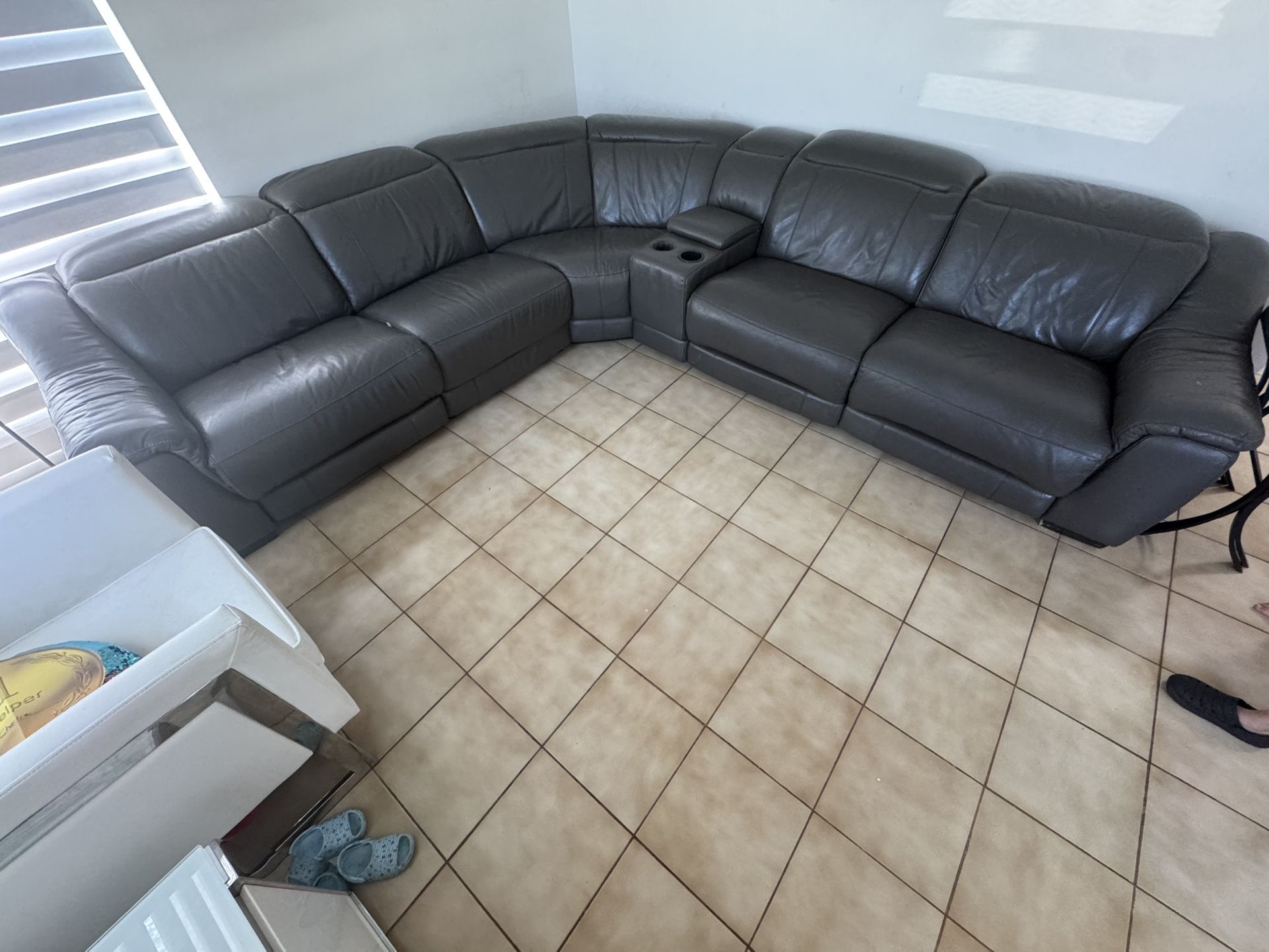 Eldorado Gray Real Leather Sofa
