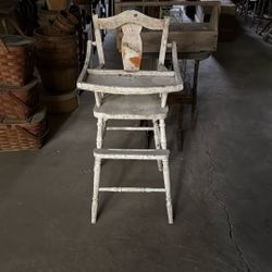 Antique Wooden  High Chair With Tray 