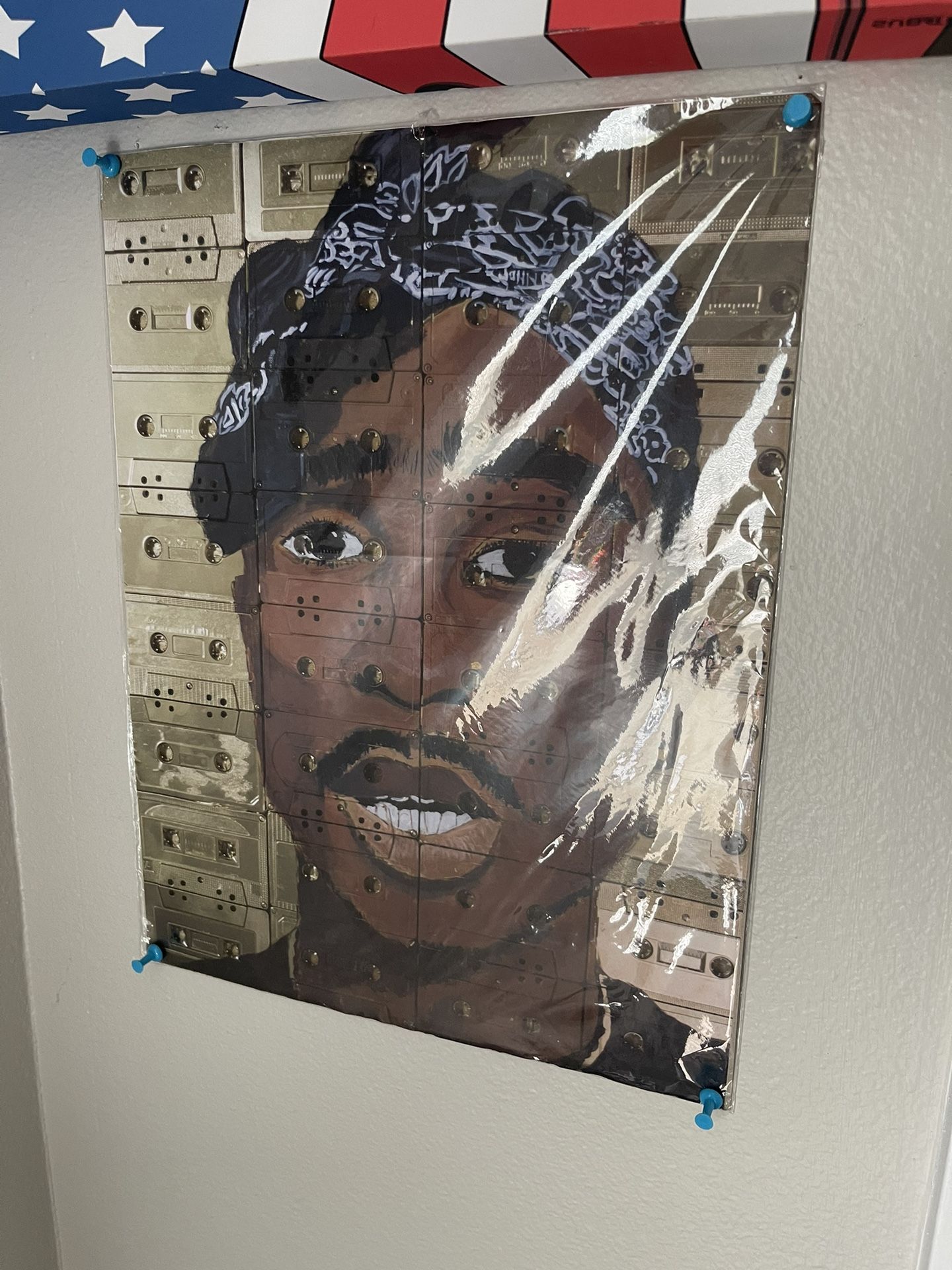 Tupac Picture Made Out Of Cassettes