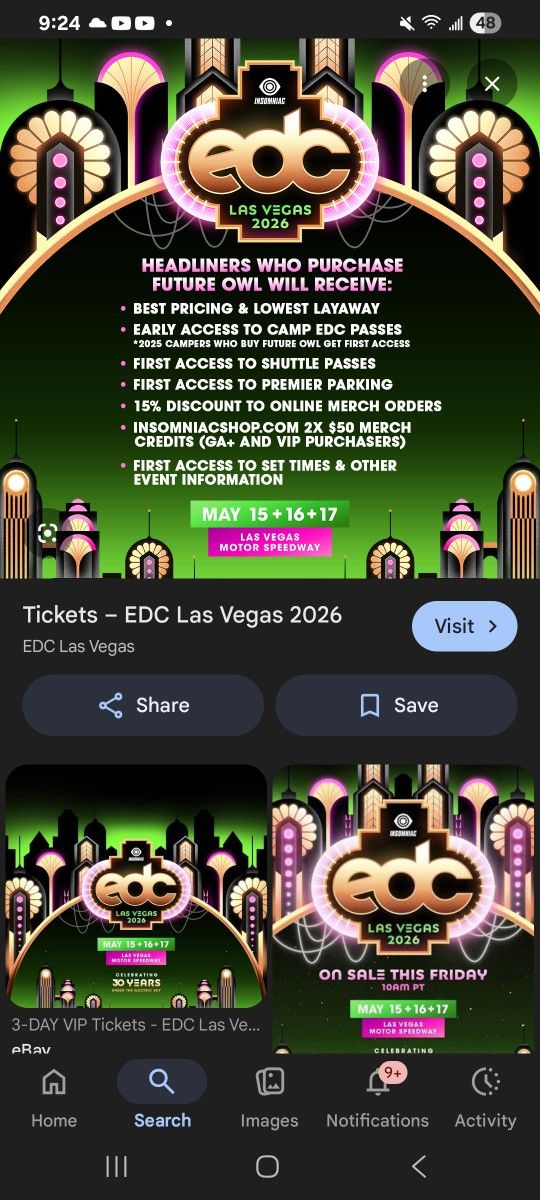 EDC 2026 3 Day GA Wristbands