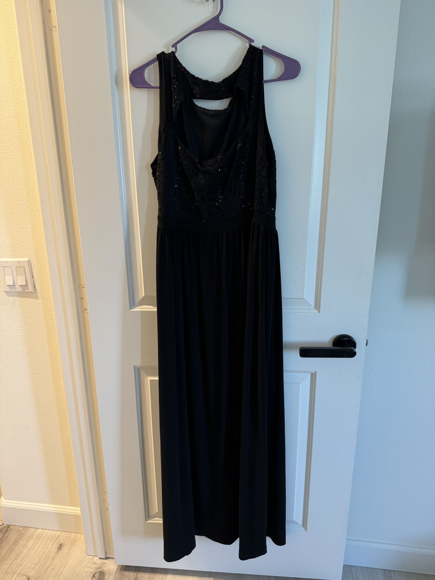 Elegant Black Sequin Maxi Dress – Size XL