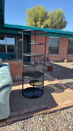 Glass and metal decor shelves